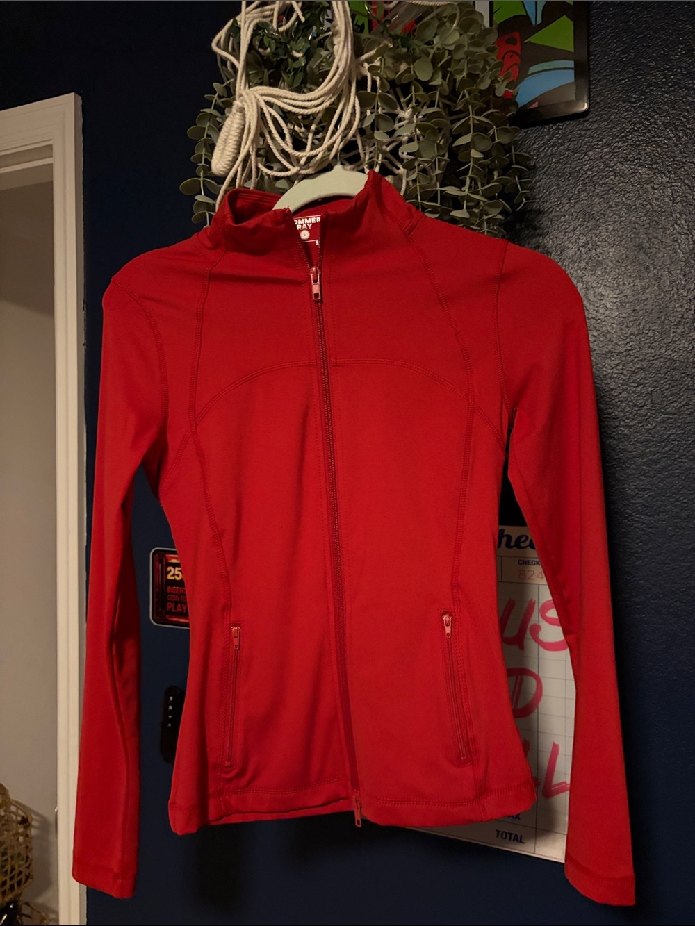 Women’s Red Zip-Front Utility Jacket